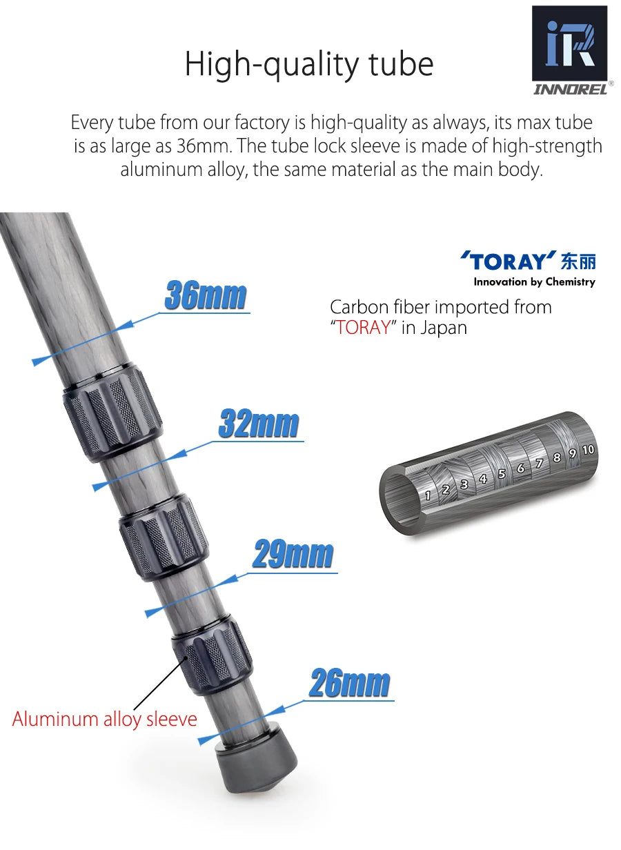 LT364C Luxury 10 Layers Carbon Fiber Tripod for Camera