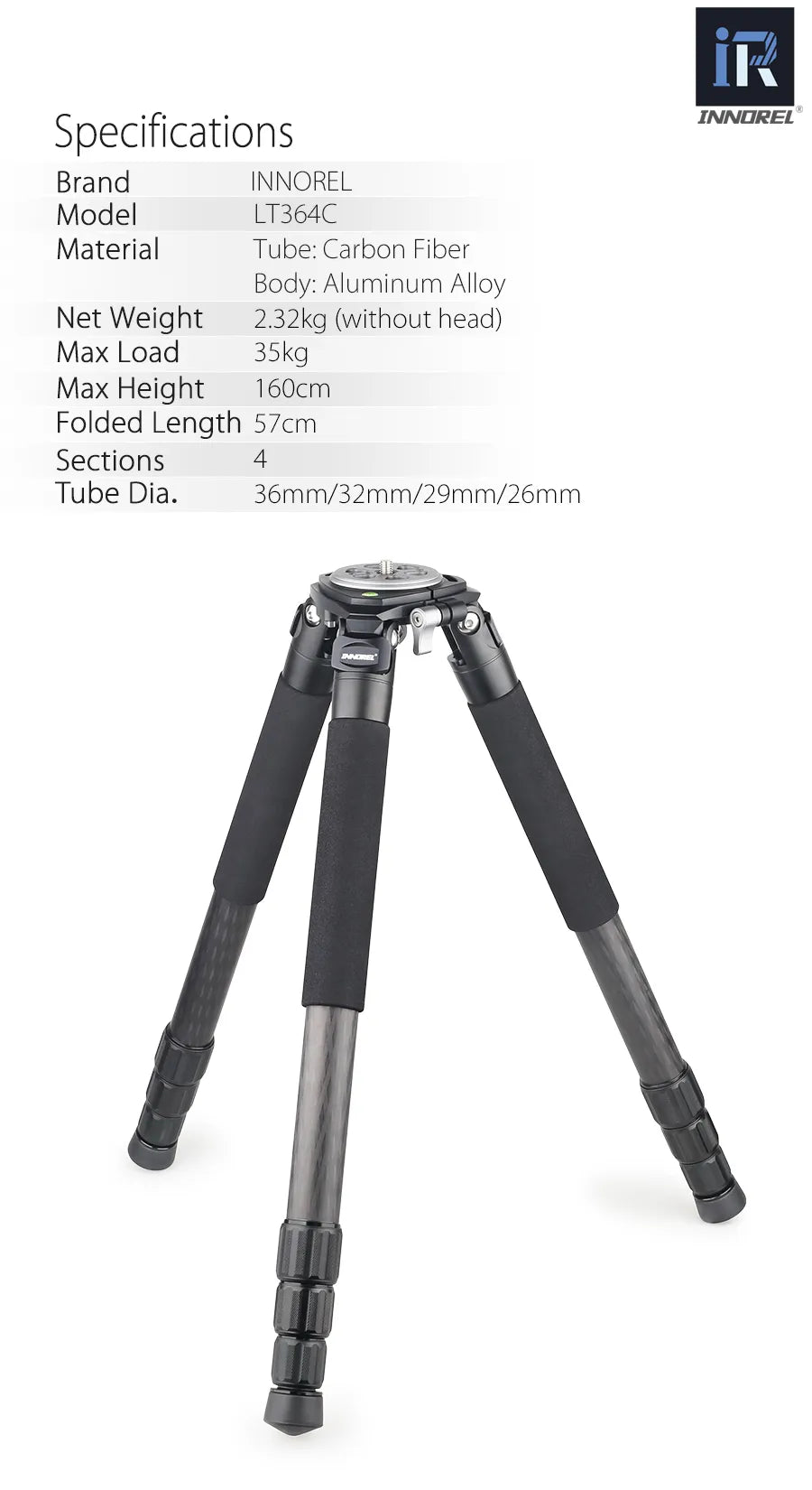 LT364C Luxury 10 Layers Carbon Fiber Tripod for Camera