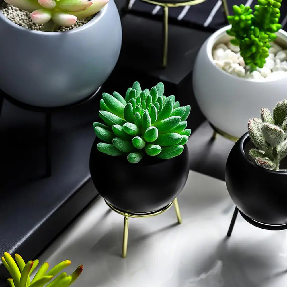 Ceramic Flower Pots With Metal Stand