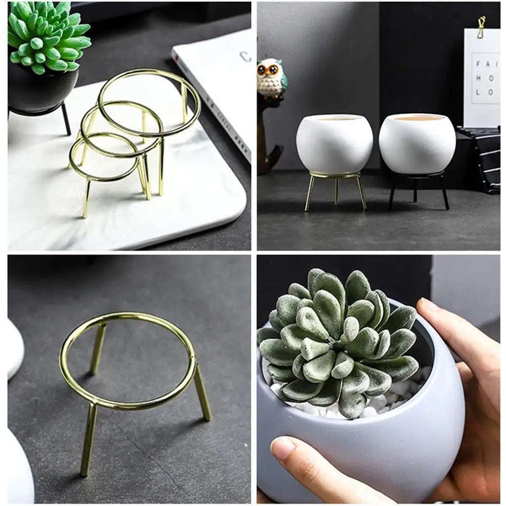 Ceramic Flower Pots With Metal Stand