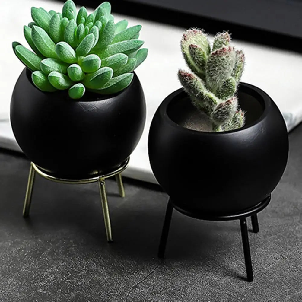 Ceramic Flower Pots With Metal Stand