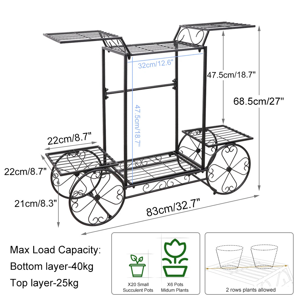 Metal Cart Plant Holder