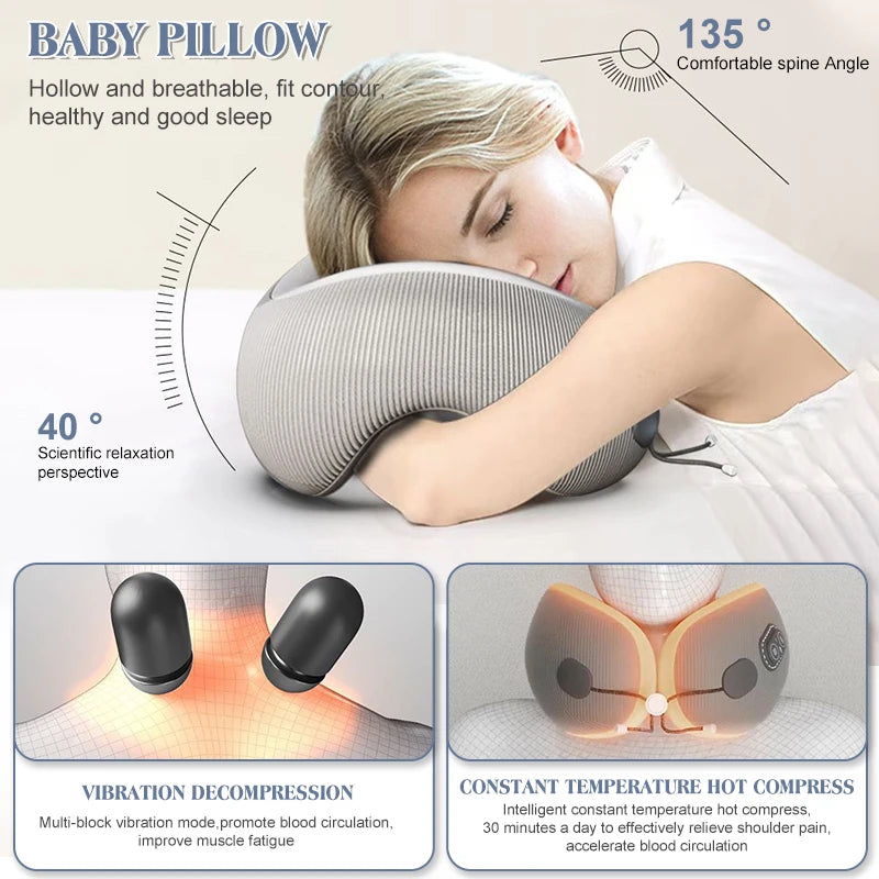 Rechargeable Heated Massage Foam Pillow