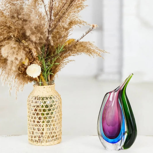 Hand Blown Multicolor Glass Vase