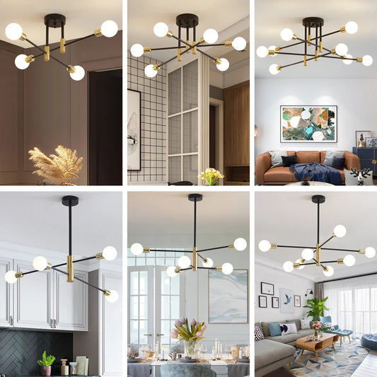 Modern Nordic Sputnik Black Chandeliers