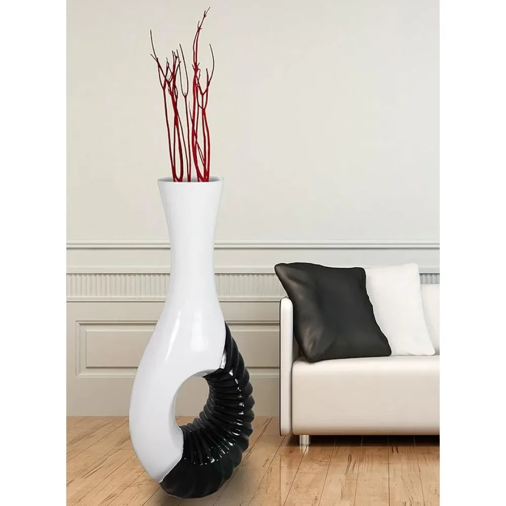 Modern Black and White Floor Vase