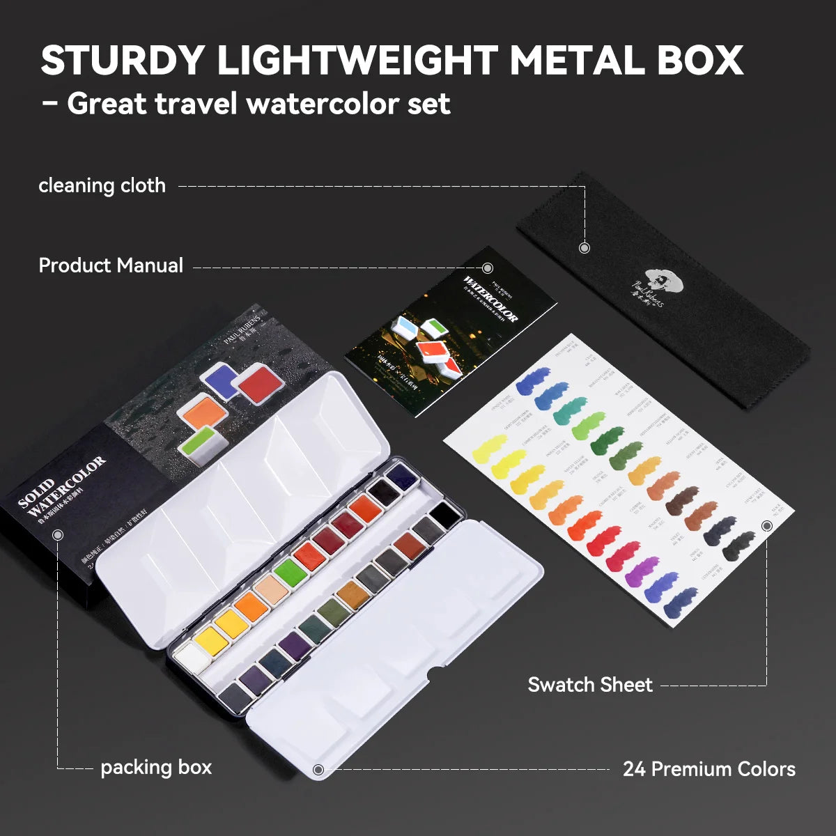 Watercolor Paint with Portable Metal Case