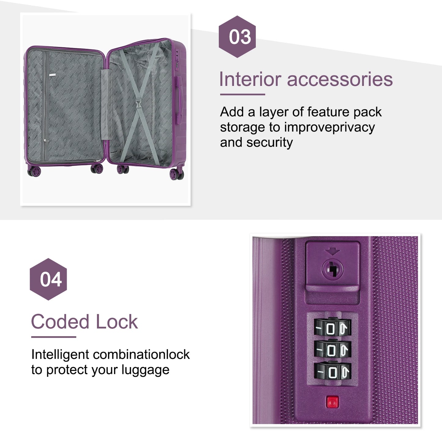 5Pcs Luggage Set With TSA Lock