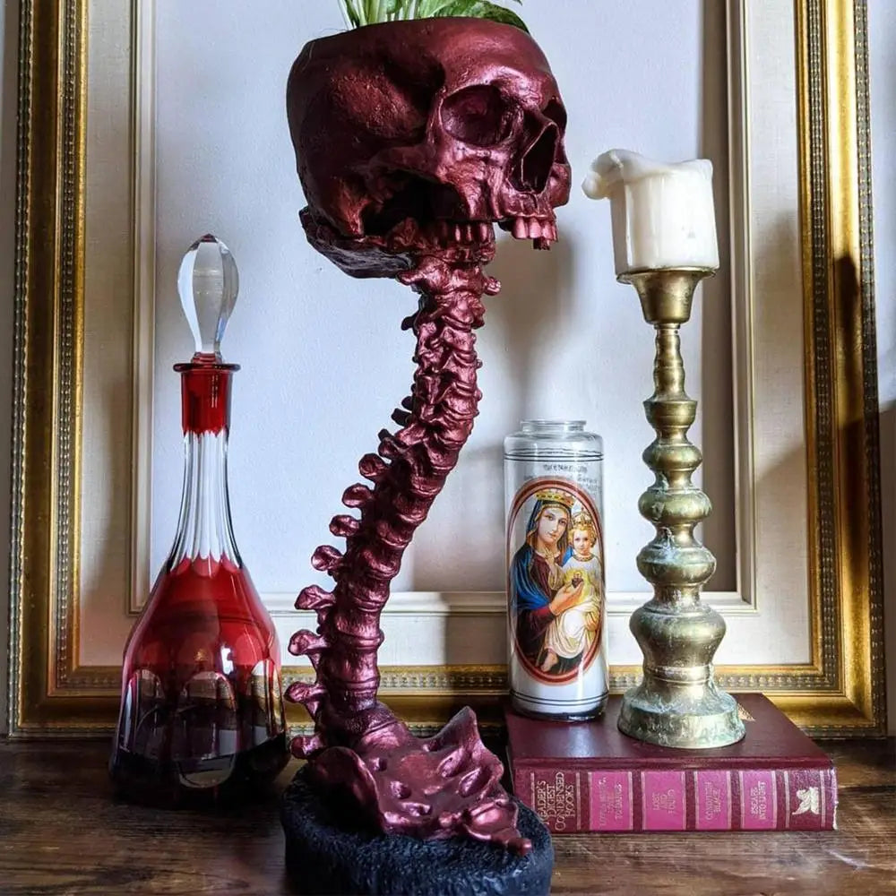 Skull & Spine Flowerpot Stand