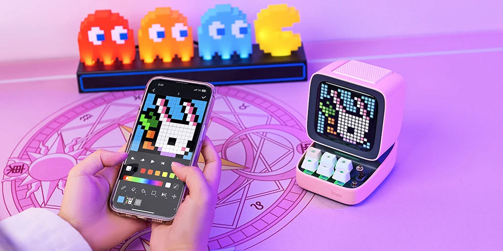 Pixel Art Bluetooth Speaker and Alarm Clock