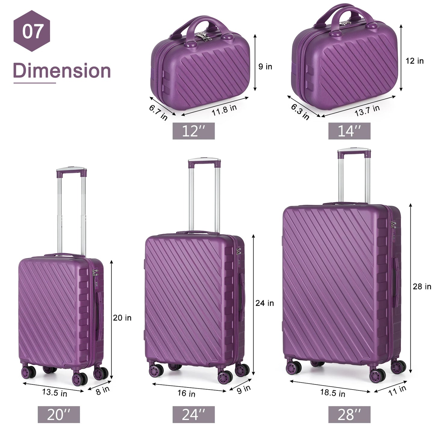 5Pcs Luggage Set With TSA Lock