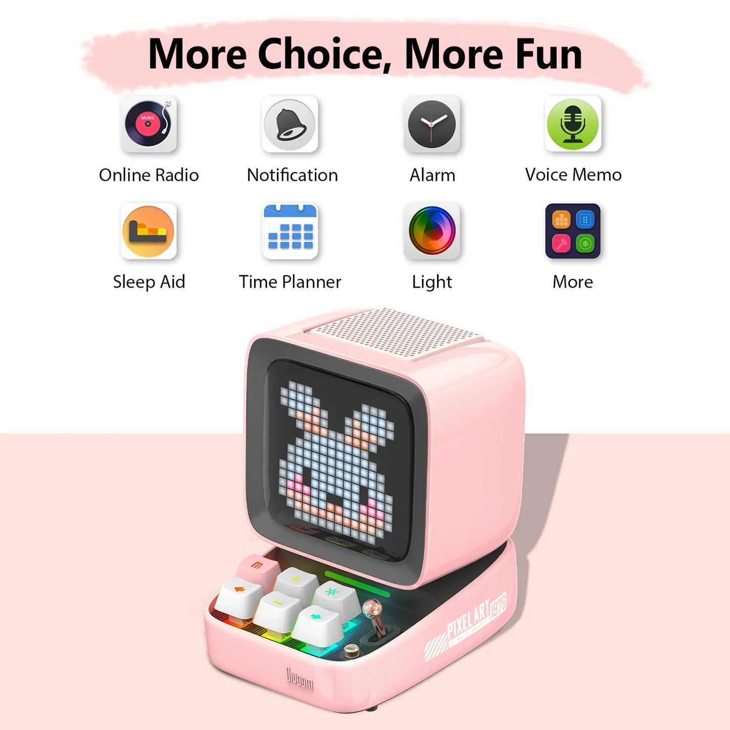 Pixel Art Bluetooth Speaker and Alarm Clock