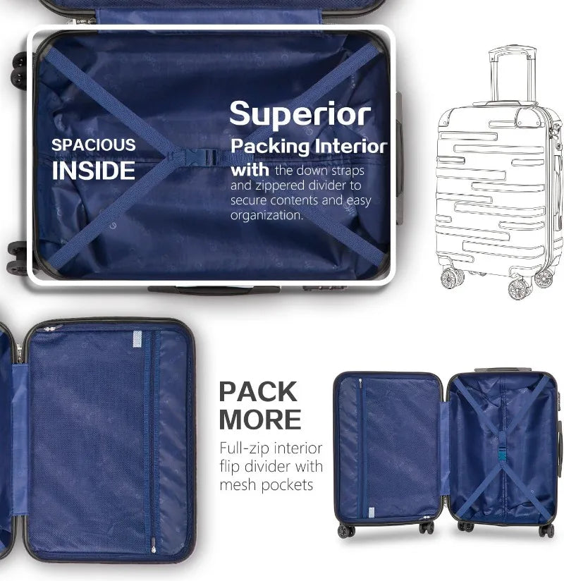 3 Piece Luggage Set with TSA Lock