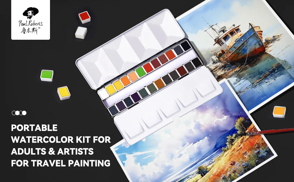 Watercolor Paint with Portable Metal Case